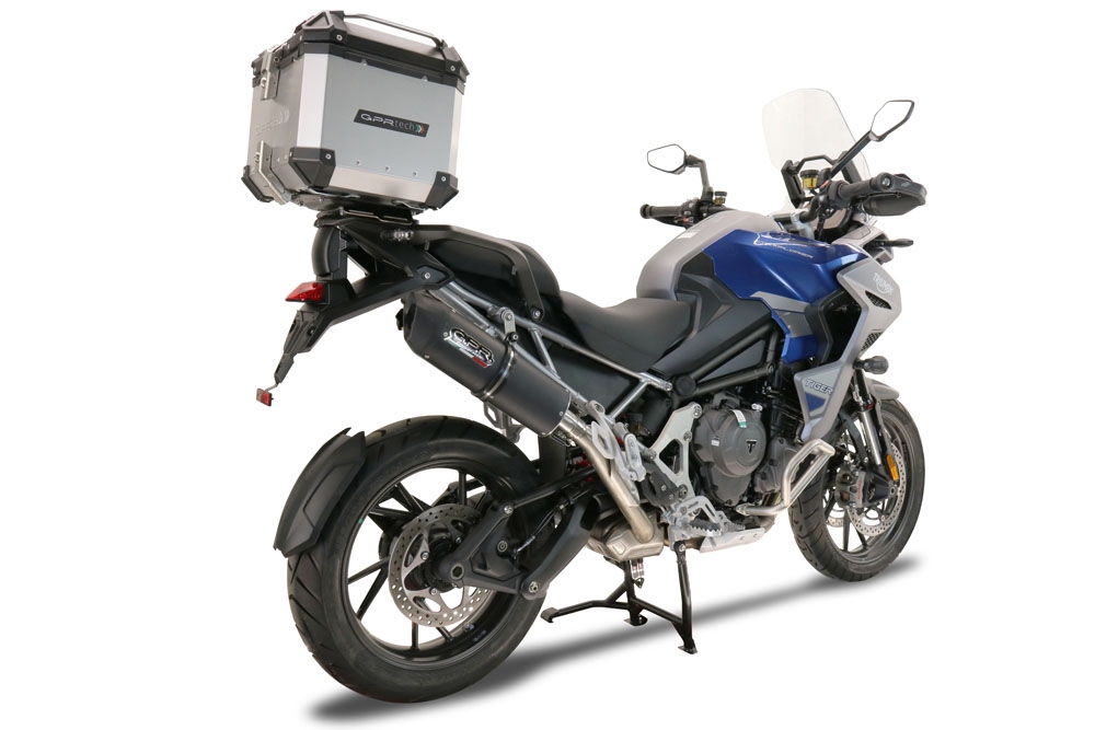 Egzoz ile uyumlu Triumph Tiger 1200 Gt - Rally 2022-2024, Furore Evo4 Nero, Egzoz yasal, onaylı, çıkarılabilir db killer ve bağlantı borulu susturucu 