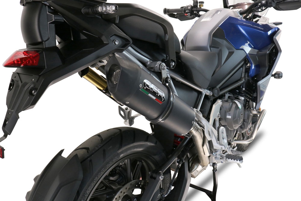Egzoz ile uyumlu Triumph Tiger 1200 Gt - Rally 2022-2024, Furore Evo4 Nero, Egzoz yasal, onaylı, çıkarılabilir db killer ve bağlantı borulu susturucu 