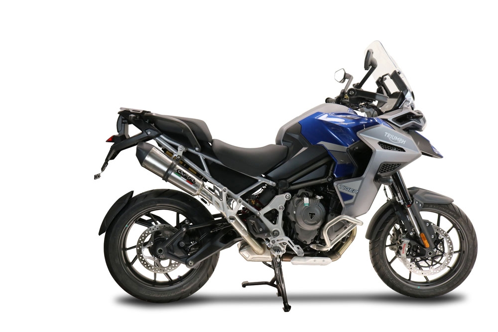GPR exhaust compatible with  Triumph Tiger 1200 Gt - Rally 2022-2024, New Grand Prix Evo Titanium, Homologated legal slip-on exhaust including removable db killer and link pipe 