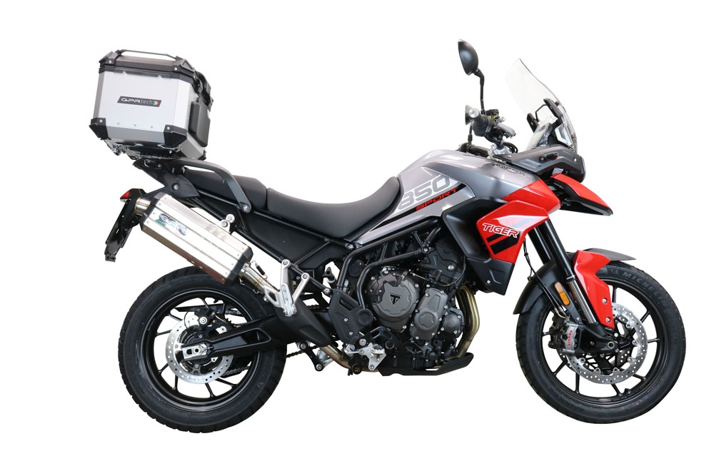 Topkoffer GPR TECH compatibel met  Triumph Tiger 1200 Gt - Rally 2022/2024 e5 Alüminyum üst çanta, özel plaka dahil gümüş rengi Kapasite Litre 35