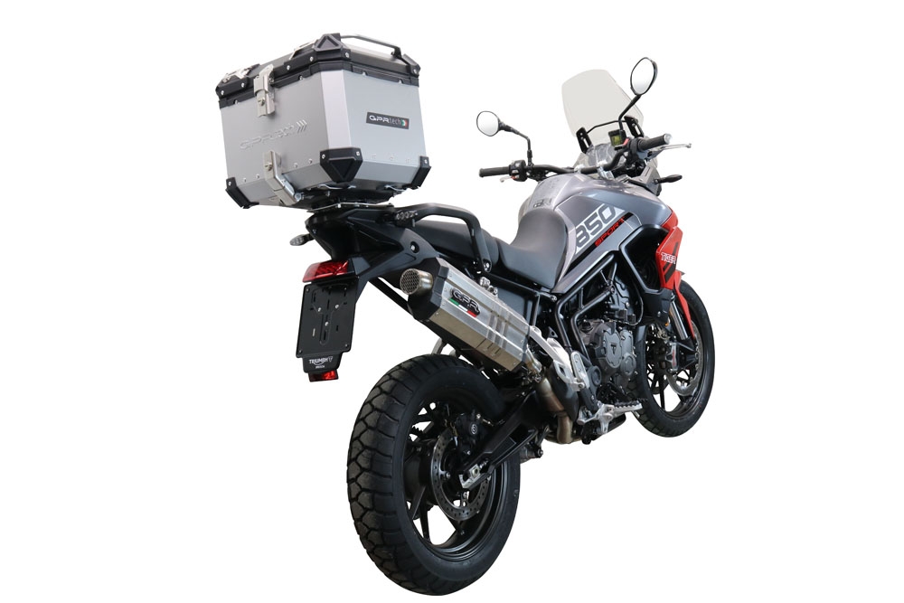 Topkoffer GPR TECH compatibel met  Triumph Tiger 1200 Gt - Rally 2022/2024 e5 Alüminyum üst çanta, özel plaka dahil gümüş rengi Kapasite Litre 35