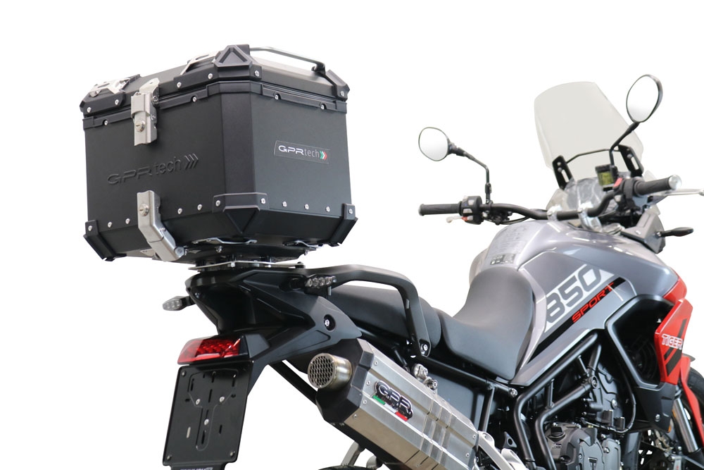 Topkoffer GPR TECH compatibel met  Triumph Tiger 1200 Gt - Rally 2022/2024 e5 Alüminyum üst kasa, siyah renk ve özel plaka dahildir Kapasite Litre 35