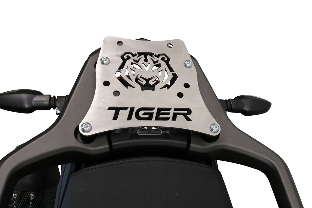GPR TECH compatible with  Triumph Tiger 900 2020/2023 e5 GPR TECH SPECIFIC TITANIUM PLATE TOP CASE-ALPITECH 35/55 LT compatible with original luggage rack,titanium made with 4 anchor points