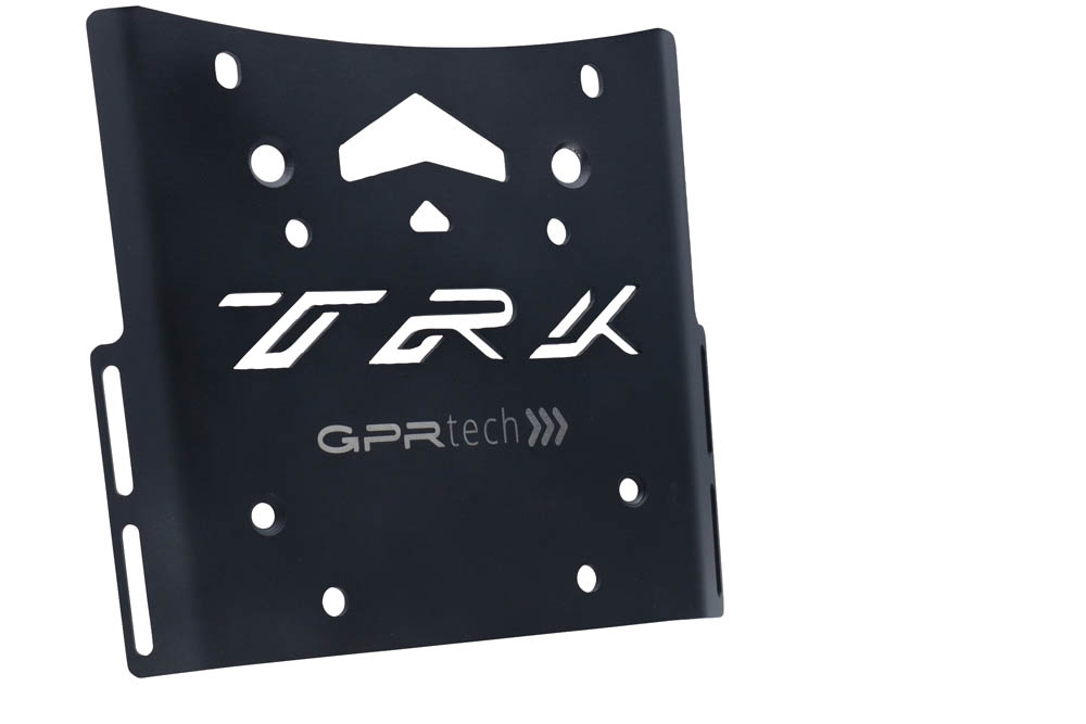 GPR TECH compatible with  Benelli Trk 502 2021/2024 e5 GPR TECH SPECIFIC TITANIUM PLATE TOP CASE-ALPITECH 35/55 LT compatible with original luggage rack,titanium made with 4 anchor points