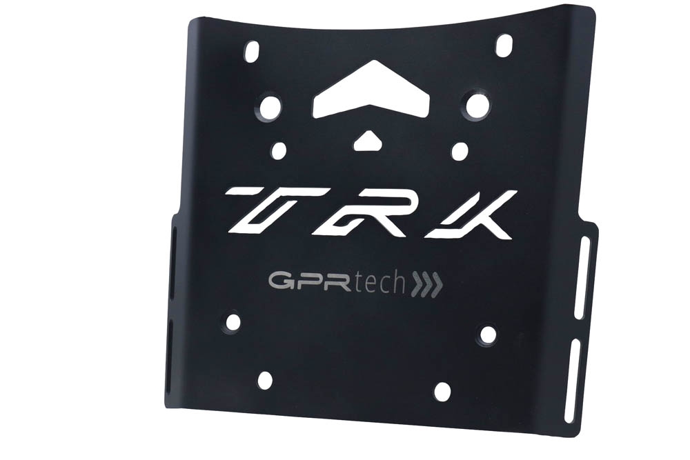GPR TECH compatible with  Benelli Trk 502 2021/2024 e5 GPR TECH SPECIFIC TITANIUM PLATE TOP CASE-ALPITECH 35/55 LT compatible with original luggage rack,titanium made with 4 anchor points
