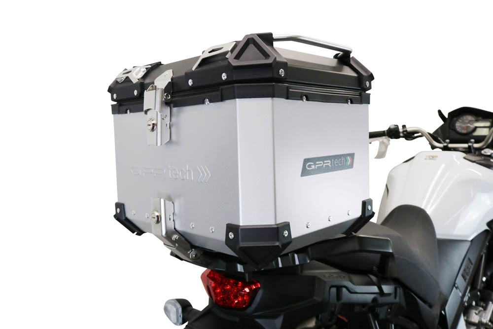 Topkoffer GPR TECH compatibel met  Suzuki V-Strom Dl 650 2021/2024 e5 Alüminyum üst çanta, özel plaka dahil gümüş rengi Kapasite Litre 35