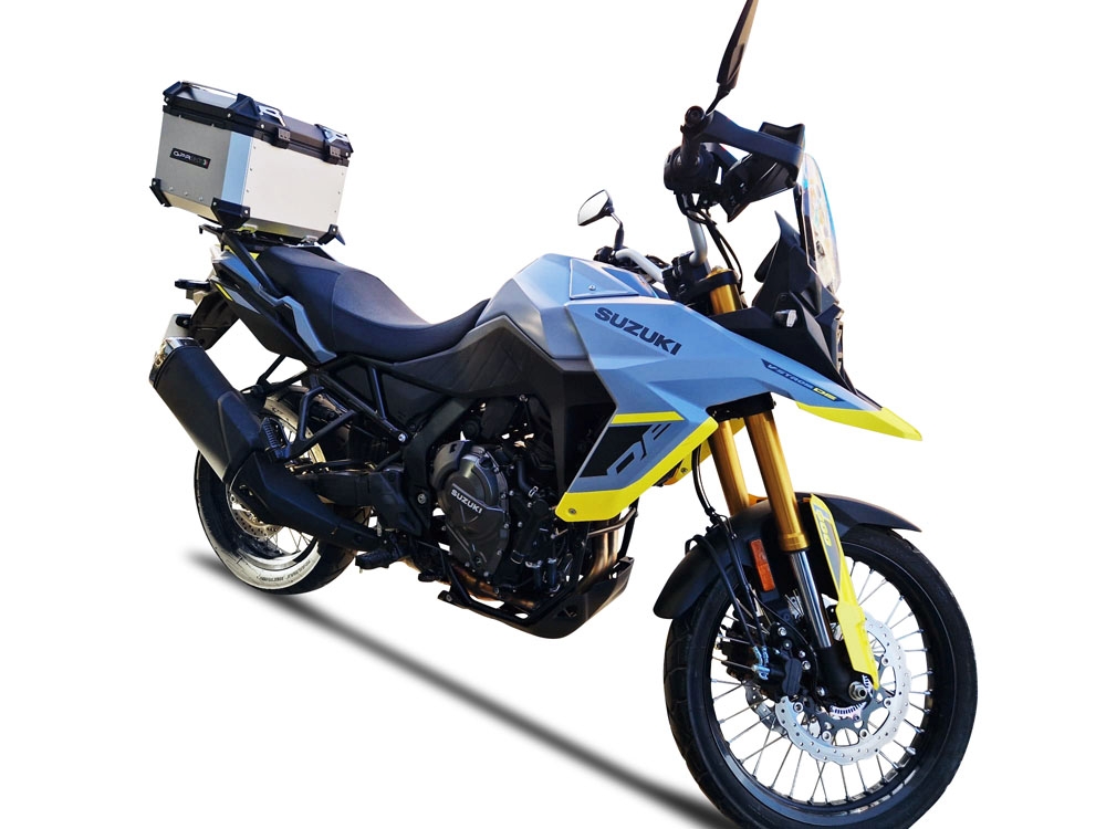 Topkoffer GPR TECH compatibel met  Suzuki V-STROM DL 800 DE - SE 2023-2025 e5 Alüminyum üst çanta, özel plaka dahil gümüş rengi Kapasite Litre 35