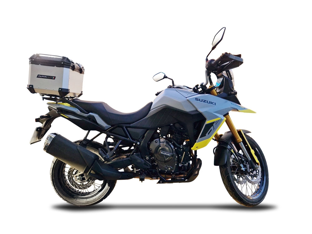 Topkoffer GPR TECH compatibel met  Suzuki V-STROM DL 800 DE - SE 2023-2025 e5 Alüminyum üst çanta, özel plaka dahil gümüş rengi Kapasite Litre 35