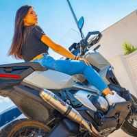 Egzoz ile uyumlu Honda X-Adv 750 2021-2024, Deeptone Inox, Egzoz yasal, onaylı, çıkarılabilir db killer ve bağlantı borulu susturucu 