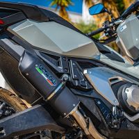 Egzoz ile uyumlu Honda X-Adv 750 2021-2024, Furore Evo4 Nero, Egzoz yasal, onaylı, çıkarılabilir db killer ve bağlantı borulu susturucu 