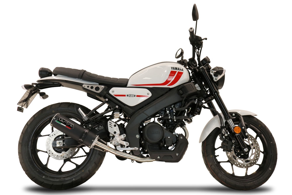 Exhaust compatible with Yamaha XSR 125 2021-2025, M3 Black Titanium, full system exhaust legal for UK and non-EU countries including removable db killer 