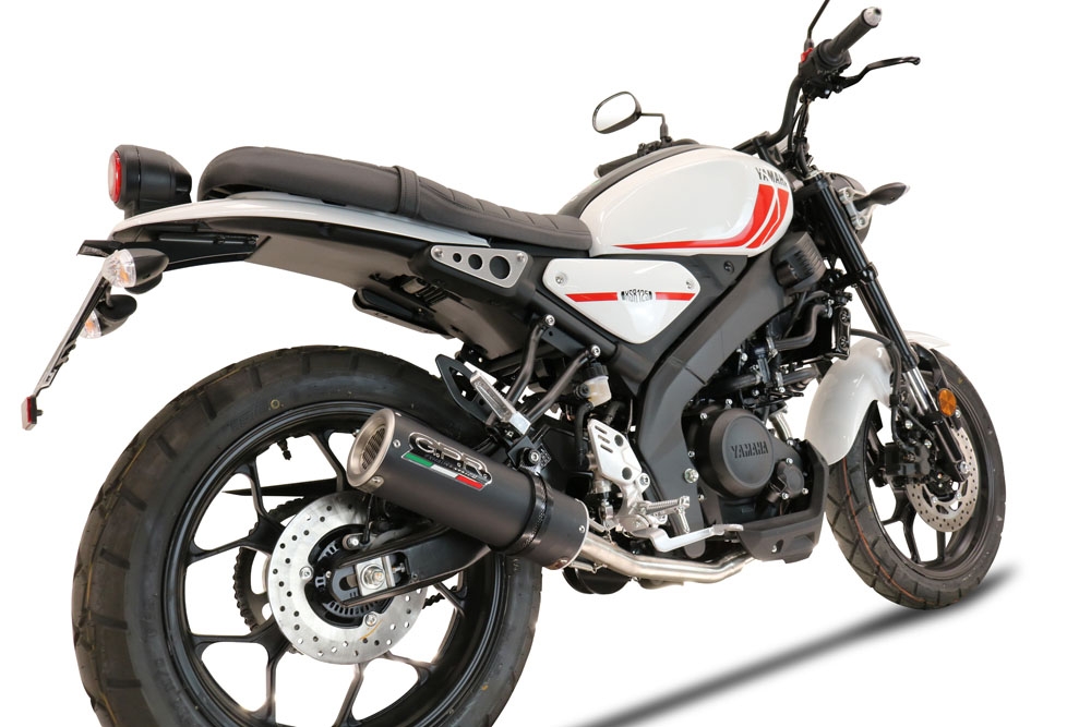 Exhaust compatible with Yamaha XSR 125 2021-2025, M3 Black Titanium, full system exhaust legal for UK and non-EU countries including removable db killer 