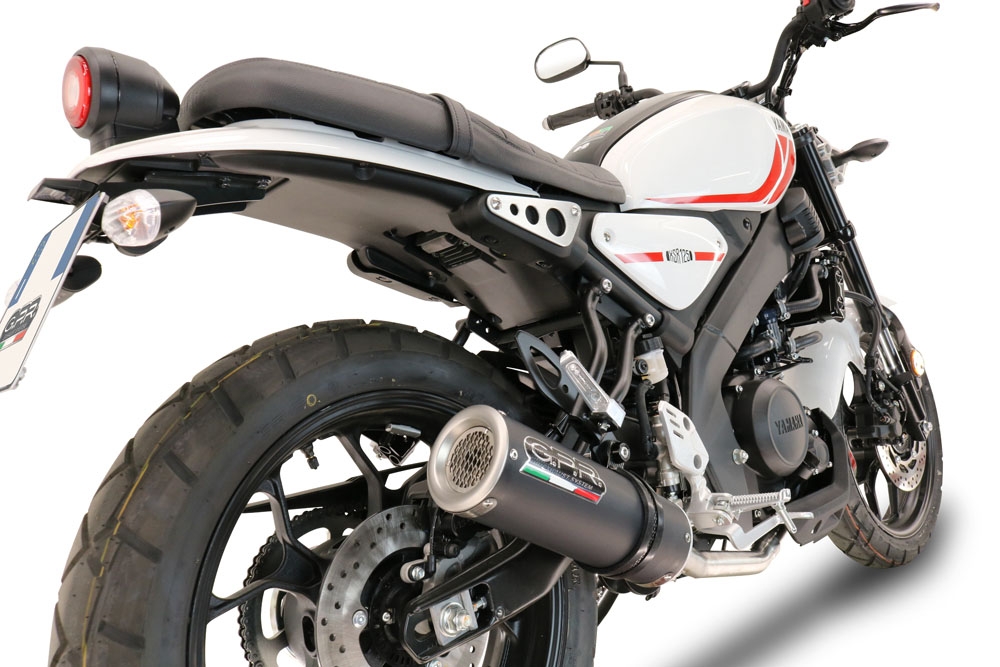 Exhaust compatible with Yamaha XSR 125 2021-2025, M3 Black Titanium, full system exhaust legal for UK and non-EU countries including removable db killer 