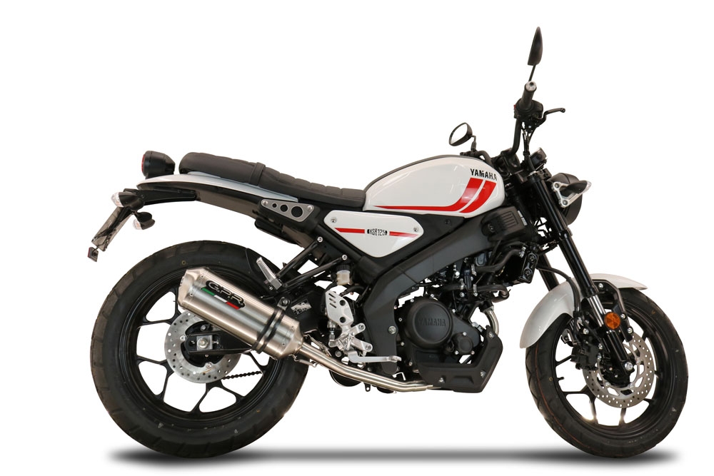Exhaust compatible with Yamaha XSR 125 2021-2025, Satinox , full system exhaust legal for UK and non-EU countries including removable db killer 