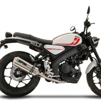 Exhaust compatible with Yamaha XSR 125 2021-2025, Satinox , full system exhaust legal for UK and non-EU countries including removable db killer 