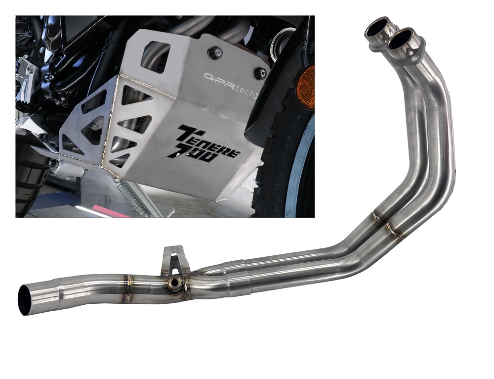 Egzoz ile uyumlu Yamaha Tenere 700 2019-2020, Decatalizzatore + Paracoppa Titanio, Decat boru daha fazla motor titanyum koruma plakası 