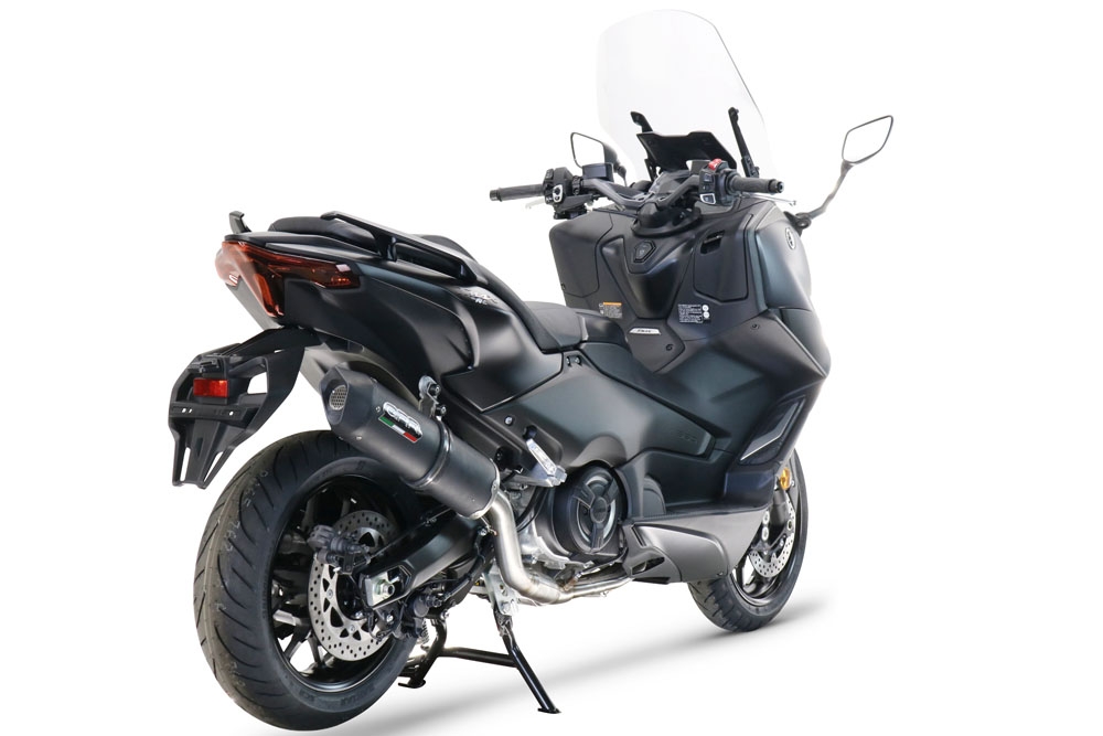 Egzoz ile uyumlu Yamaha T-Max 560 2022-2024, Furore Nero, Yalnızca gürültü için onaylanan sistem, AB dışındaki pazarlar için geçerlidir Tam hat, susturucu artı toplayıcı 