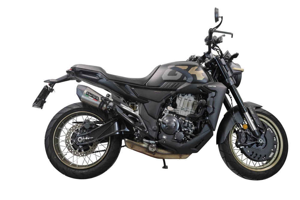 GPR exhaust compatible with  Zontes 350 R1 2022-2024, New Grand Prix Evo Titanium, Homologated legal slip-on exhaust including removable db killer and link pipe 
