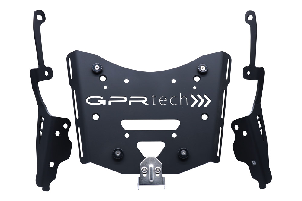 Topkoffer GPR TECH compatibel met  Zontes E 350 2023/2024 Alüminyum, gümüş renginde üst kasa, tavan rafı ve özel plaka dahil Kapasite Litre 26