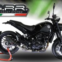 GPR exhaust compatible with  Benelli Leoncino 500 Trail 2017-2024, New Grand Prix Evo Black Titanium, Homologated legal slip-on exhaust including removable db killer and link pipe 