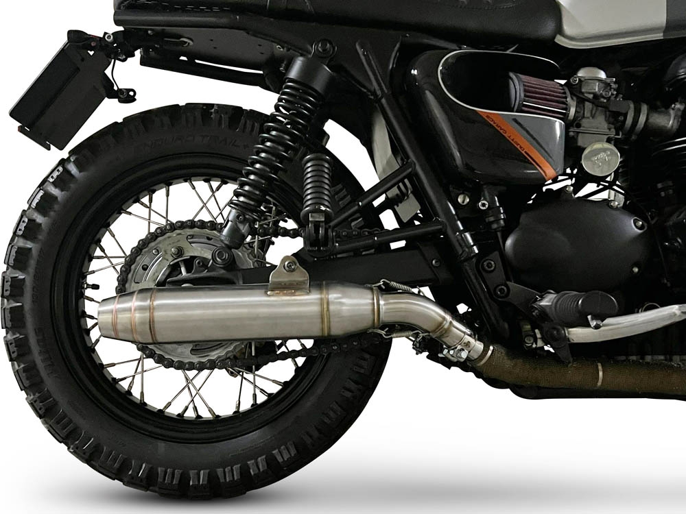 Egzoz ile uyumlu Triumph BONNEVILLE T100 2001-2014, Deeptone Inox, Homologe sistem Double Susturucu ve özel bağlantı borusu 