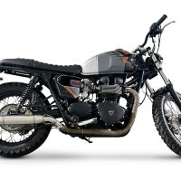 Egzoz ile uyumlu Triumph BONNEVILLE T100 2001-2014, Deeptone Inox, Homologe sistem Double Susturucu ve özel bağlantı borusu 