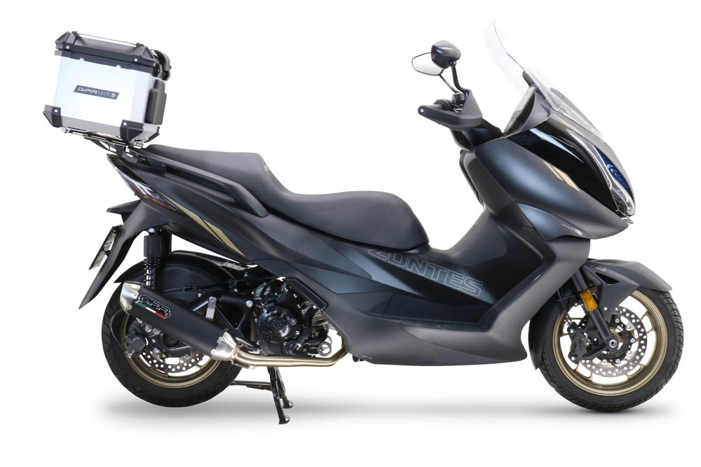 Topkoffer GPR TECH compatibel met  Zontes E 350 2023/2024 Alüminyum, gümüş renginde üst kasa, tavan rafı ve özel plaka dahil Kapasite Litre 26