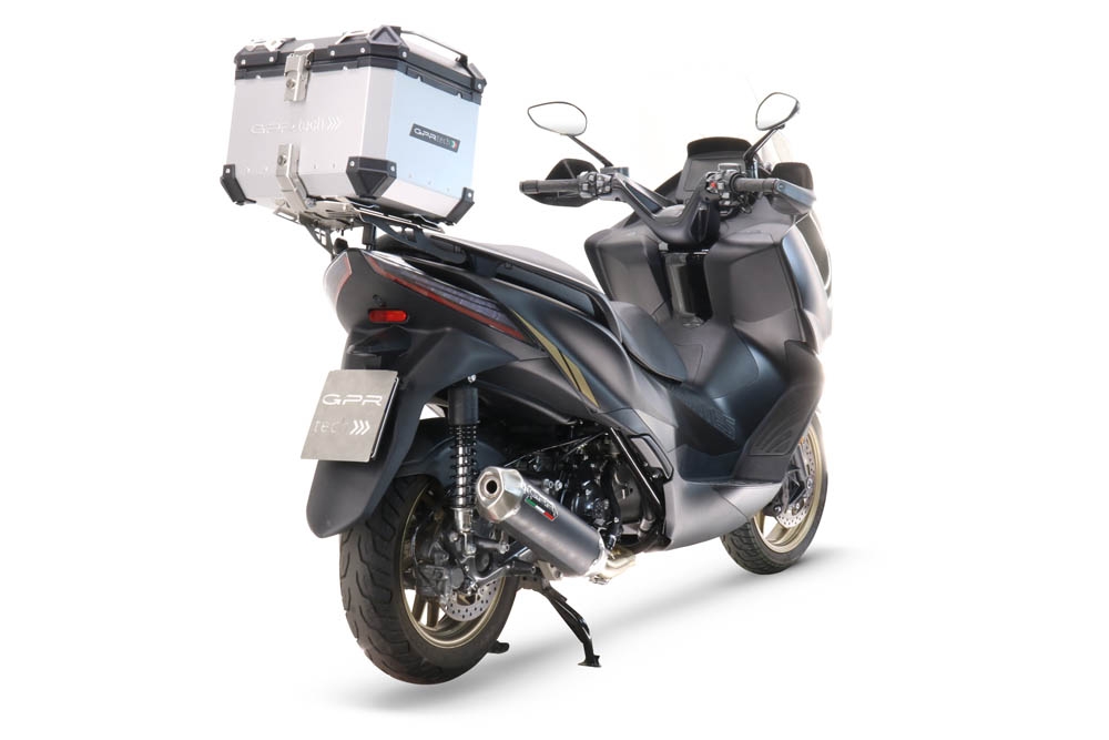 Topkoffer GPR TECH compatibel met  Zontes E 350 2023/2024 Alüminyum, gümüş renginde üst kasa, tavan rafı ve özel plaka dahil Kapasite Litre 26