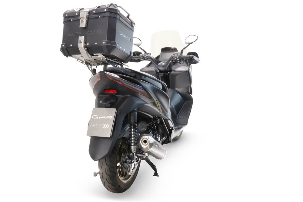 Topkoffer GPR TECH compatibel met  Zontes E 350 2023/2024 Alüminyum, gümüş renginde üst kasa, tavan rafı ve özel plaka dahil Kapasite Litre 35