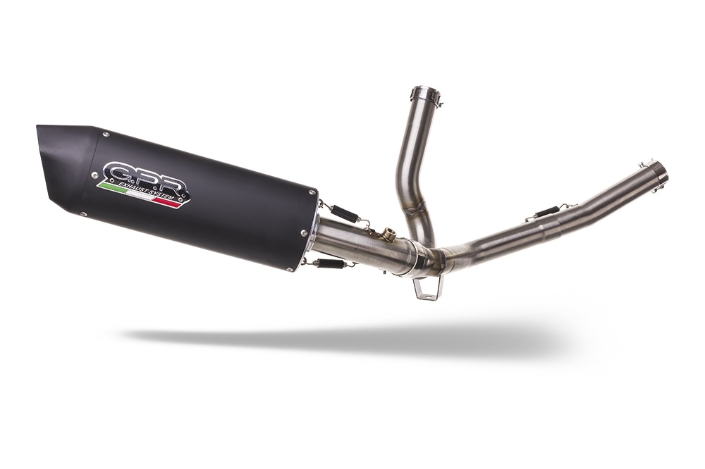 Egzoz ile uyumlu Suzuki V-Strom 650 2021-2025, Furore Evo4 Nero, Çıkarılabilir db öldürücü ve bağlantı borusu dahil AB dışı pazarlar için yasal olan orta tam sistem egzozu 