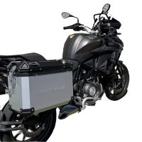 GPR TECH compatible with  Benelli Trk 502 X 2021/2024 e5 GPR TECH Pair of side cases aluminum made, silver color with specific pannier holder Capacity 38 LT. + 38 LT.
