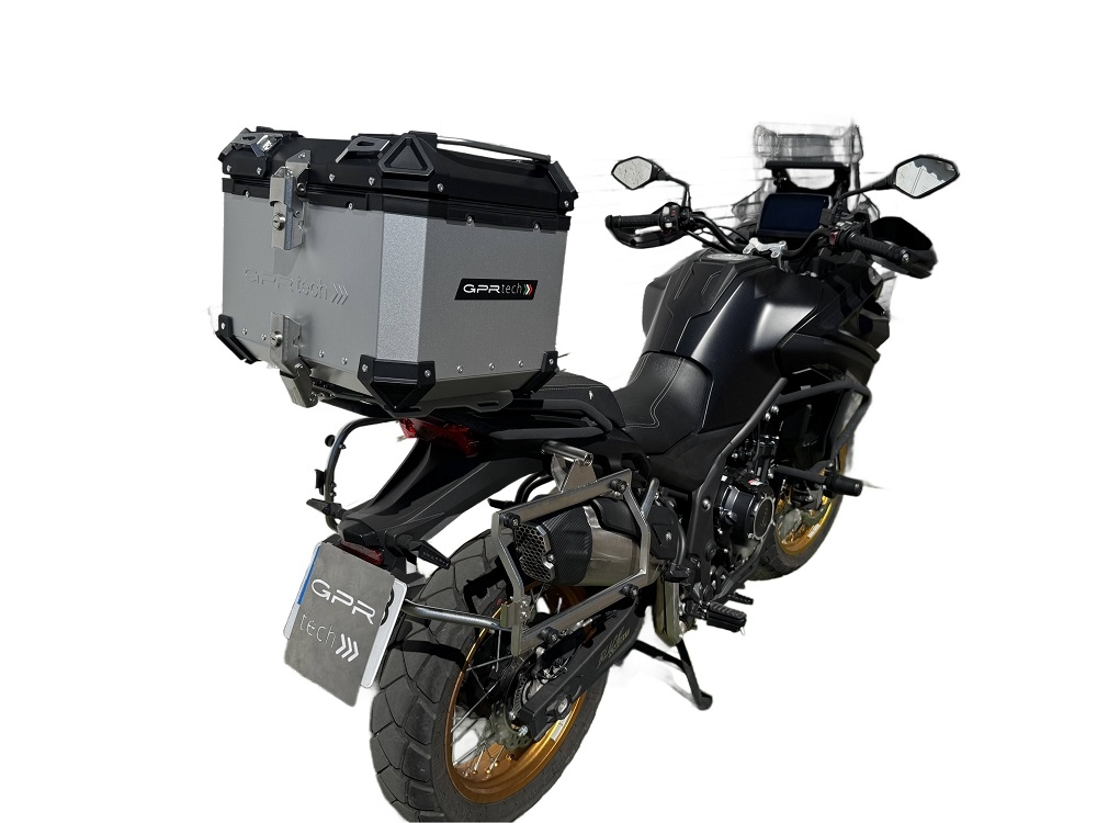 Topkoffer GPR TECH compatibel met  Voge 525DSX 2023/2025 e5 Alüminyum üst çanta, özel plaka dahil gümüş rengi Kapasite Litre 35