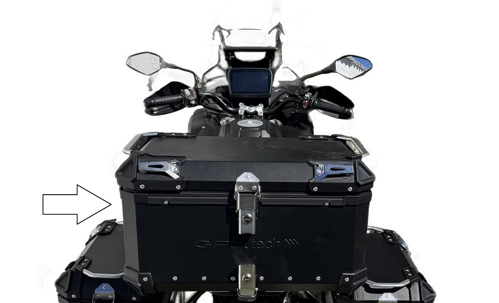 Topkoffer GPR TECH compatibel met  Voge 525DSX 2023/2025 e5 Alüminyum üst kasa, siyah renk ve özel plaka dahildir Kapasite Litre 55