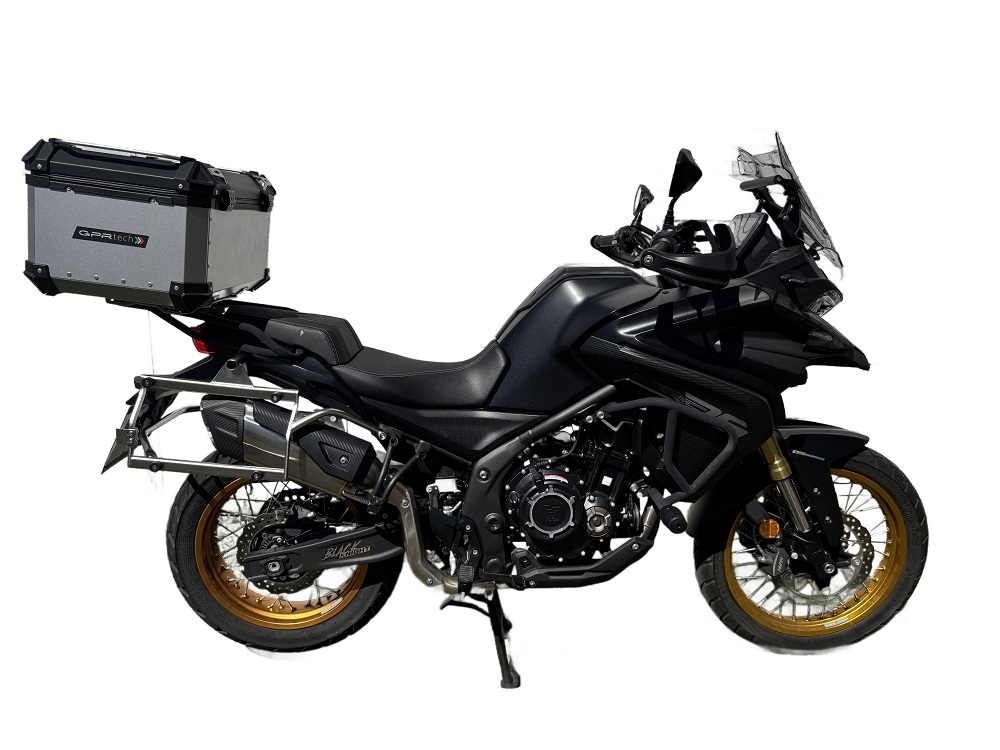 Topkoffer GPR TECH compatibel met  Voge 525DSX 2023/2025 e5 Alüminyum üst çanta, özel plaka dahil gümüş rengi Kapasite Litre 55