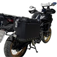 GPR TECH compatibel met  Voge 525DSX 2023/2025 e5 Konturlu sağ tarafı olan alüminyumdan yapılmış bir çift yan çanta, özel çanta tutucusu ile siyah rengi Kapasite 38 LT. + 32 LT.