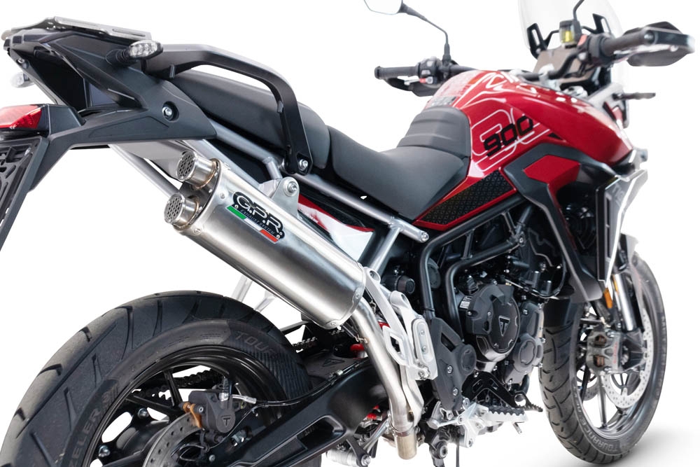 Egzoz ile uyumlu Triumph Tiger 900 GT / Pro / Rally Pro 2024-2025, Dual Inox, Egzoz yasal, onaylı, çıkarılabilir db killer ve bağlantı borulu susturucu 