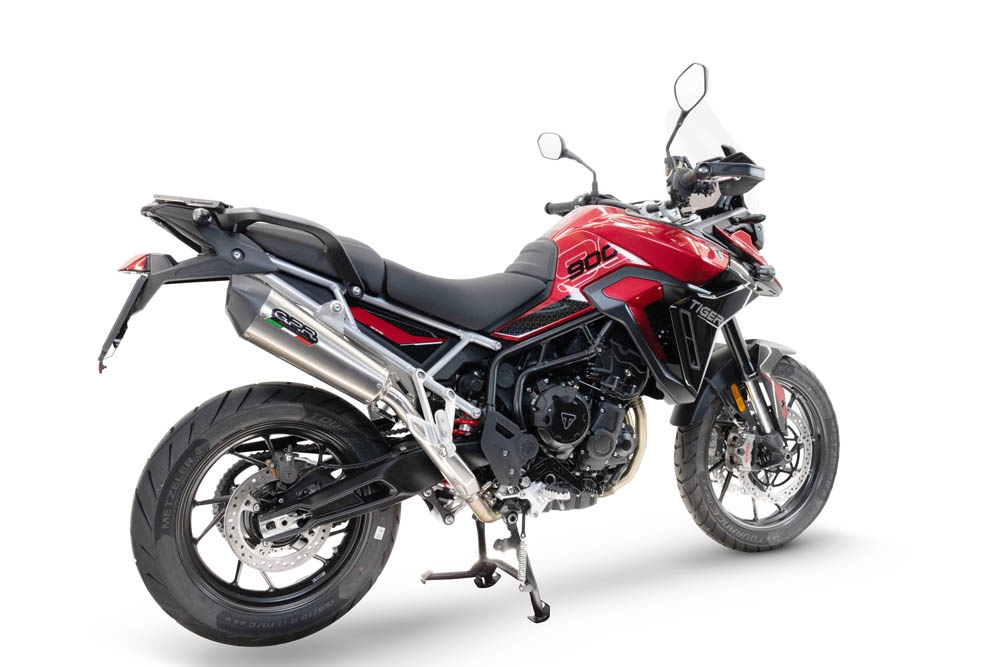 GPR exhaust compatible with  Triumph Tiger 900 GT / Pro / Rally Pro 2024-2025, New Grand Prix Evo Titanium, Homologated legal slip-on exhaust including removable db killer and link pipe 