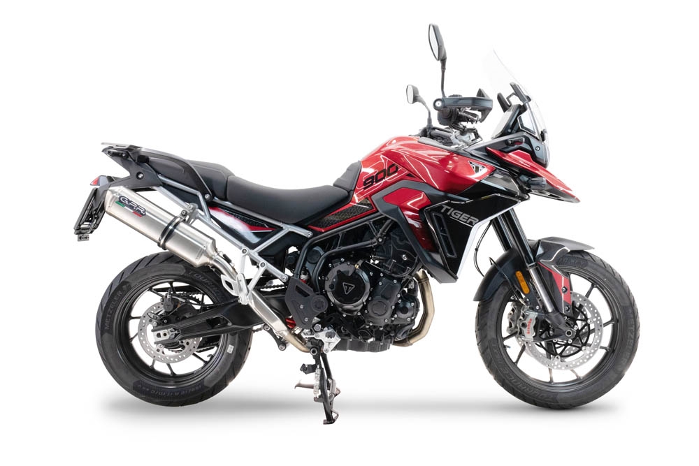 Egzoz ile uyumlu Triumph Tiger 900 GT / Pro / Rally Pro 2024-2025, Satinox , Egzoz yasal, onaylı, çıkarılabilir db killer ve bağlantı borulu susturucu 