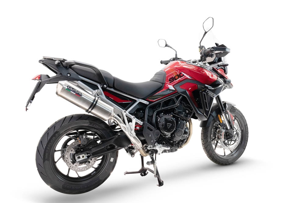 Egzoz ile uyumlu Triumph Tiger 900 GT / Pro / Rally Pro 2024-2025, Satinox , Egzoz yasal, onaylı, çıkarılabilir db killer ve bağlantı borulu susturucu 
