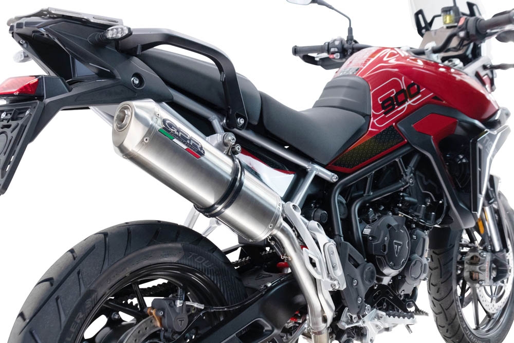 Egzoz ile uyumlu Triumph Tiger 900 GT / Pro / Rally Pro 2024-2025, Satinox , Egzoz yasal, onaylı, çıkarılabilir db killer ve bağlantı borulu susturucu 