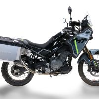 GPR TECH compatible with  Cf Moto 800 Mt Touring 2025/2026 e5 plus GPR TECH Pair of side cases aluminum made with contoured right side, silver color with specific pannier holder Capacity 38 LT. + 32 LT.