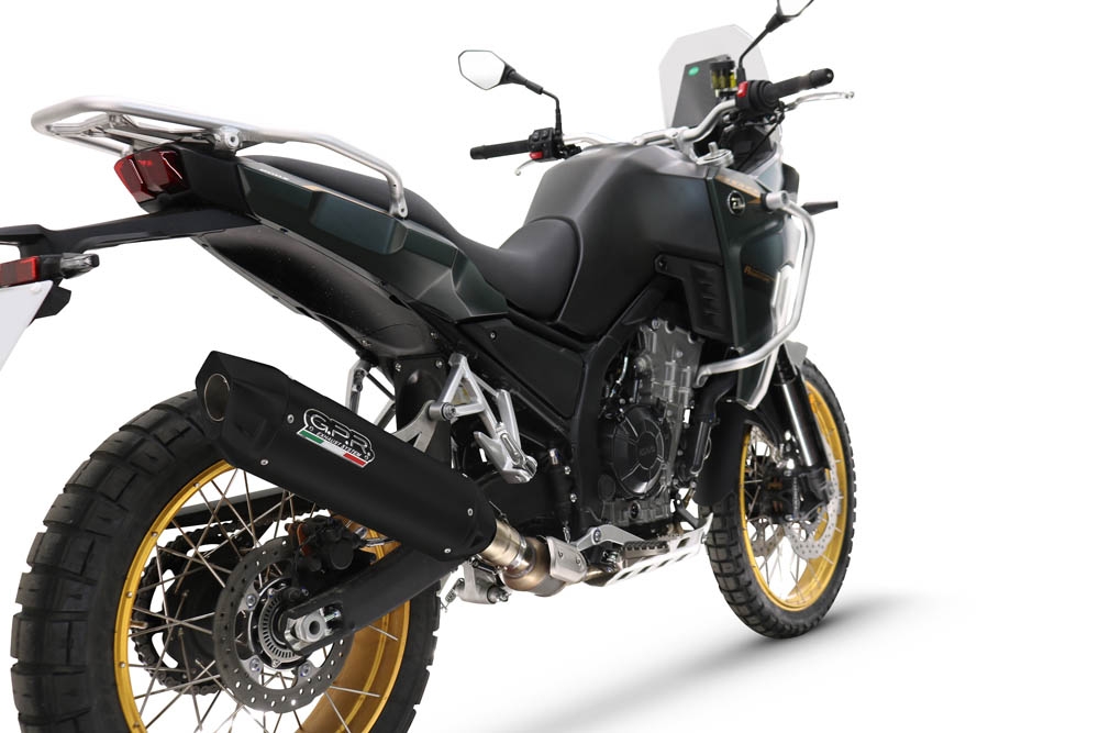 Exhaust compatible with Kove 800X 2024-2026, Furore-X Titanio Nero, Racing slip-on exhausts including link pipe and removable db killer 