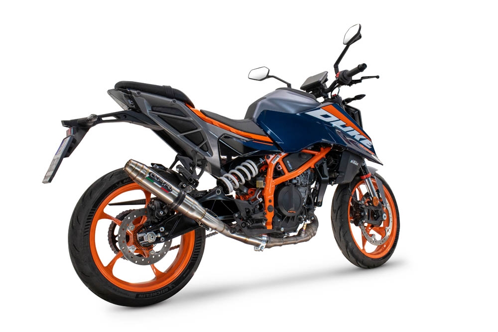 Egzoz ile uyumlu Ktm Duke 125 2024-2025, Deeptone Inox, Egzoz yasal, onaylı, çıkarılabilir db killer ve bağlantı borulu susturucu 
