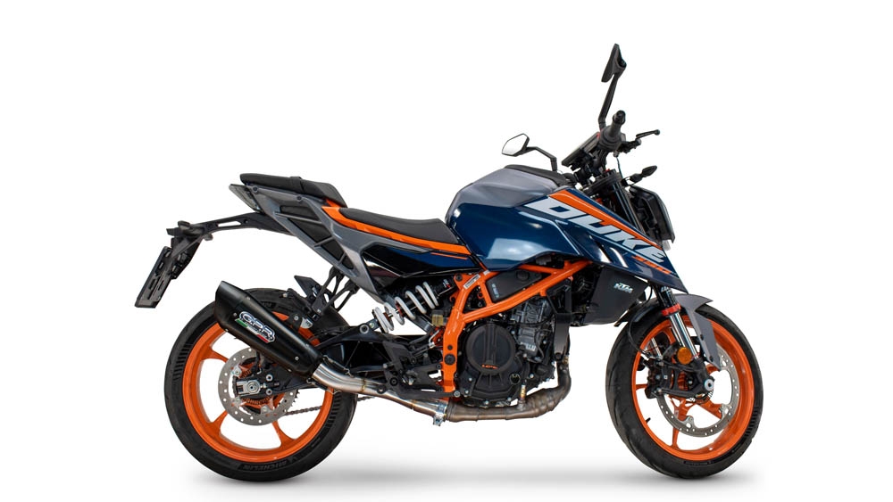 Egzoz ile uyumlu Ktm Duke 125 2024-2025, GP-Revo Black Titanium, Egzoz yasal, onaylı, çıkarılabilir db killer ve bağlantı borulu susturucu 