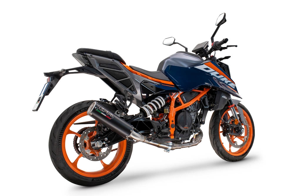 Egzoz ile uyumlu Ktm Duke 390 2024-2025, M3 Black Titanium, Egzoz yasal, onaylı, çıkarılabilir db killer ve bağlantı borulu susturucu 