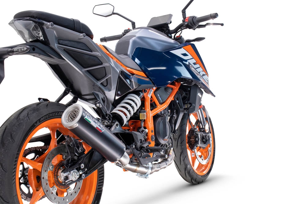 Egzoz ile uyumlu Ktm Duke 390 2024-2025, M3 Black Titanium, Egzoz yasal, onaylı, çıkarılabilir db killer ve bağlantı borulu susturucu 