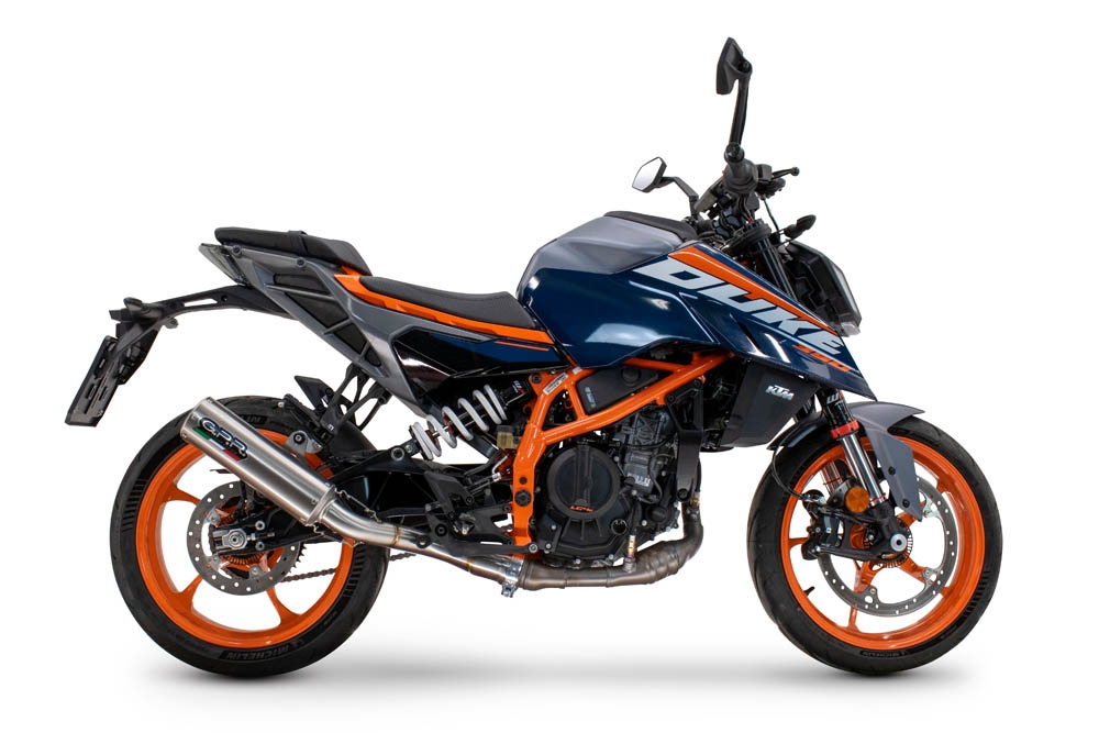 Egzoz ile uyumlu Ktm Duke 250 2024-2025, M3 Inox , Egzoz yasal, onaylı, çıkarılabilir db killer ve bağlantı borulu susturucu 