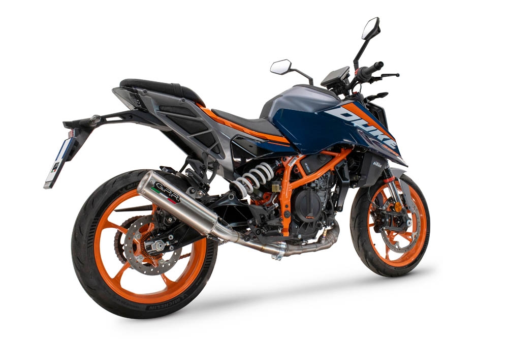 Egzoz ile uyumlu Ktm Duke 250 2024-2025, M3 Inox , Egzoz yasal, onaylı, çıkarılabilir db killer ve bağlantı borulu susturucu 