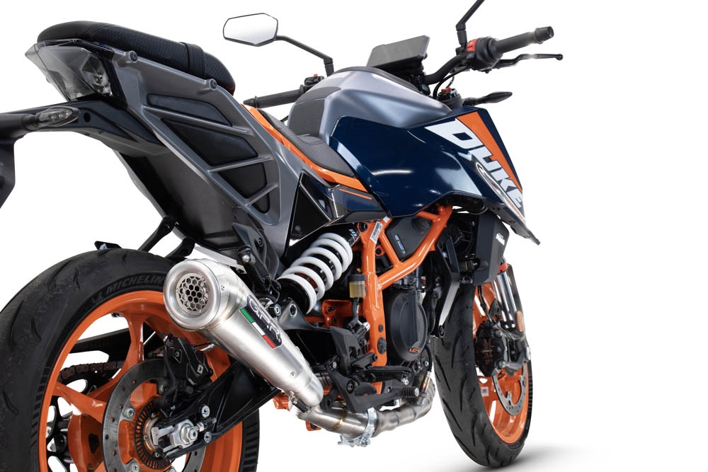 Egzoz ile uyumlu Ktm Duke 390 2024-2025, Powercone Evo, Egzoz yasal, onaylı, çıkarılabilir db killer ve bağlantı borulu susturucu 