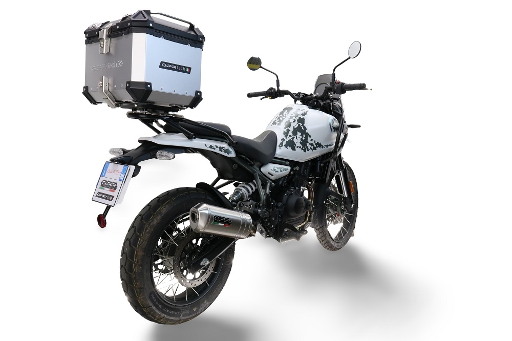 Topkoffer GPR TECH compatibel met  Royal Enfield Himalayan 450 2024/2025 e5 Plus Alüminyum üst çanta, özel plaka dahil gümüş rengi Kapasite Litre 26